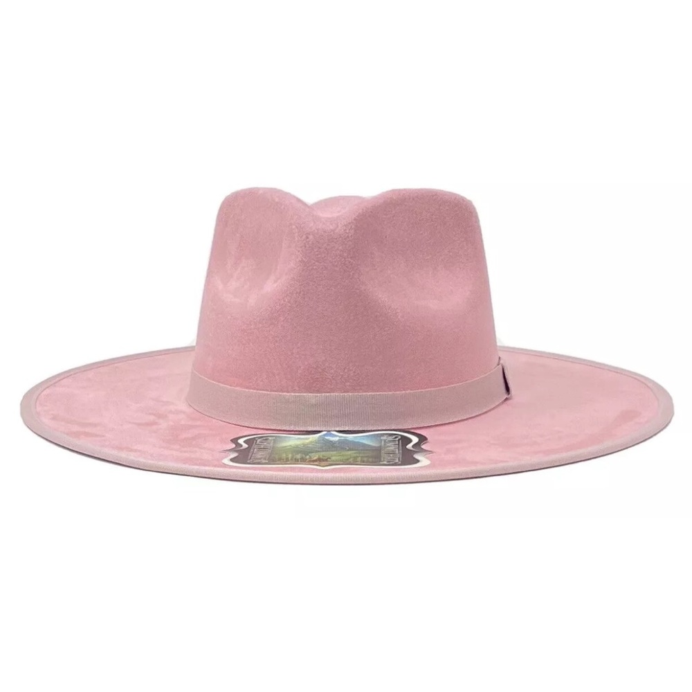 Summit hats pink felt flat brim fedora type western cowboy hat size medium
